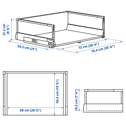 MAXIMERA Drawer, high, white, 80x60 cm