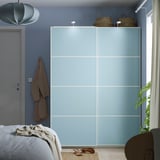 MEHAMN 4 panels for sliding door frame, light blue/light green, 75x201 cm