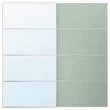 MEHAMN/AULI Pair of sliding doors, aluminium double sided/light green mirror glass, 200x201 cm