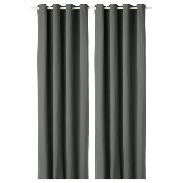 Merete Room Darkening Curtains 1 Pair Grey Ikea