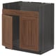 METOD Base cab f HAVSEN double bowl sink, black Enköping/brown walnut effect, 80x60 cm