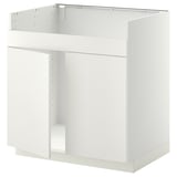 METOD Base cab f HAVSEN double bowl sink, white/Veddinge white, 80x60 cm