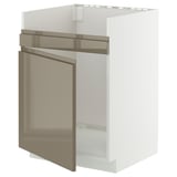 METOD Base cab f HAVSEN single bowl sink, white/Voxtorp high-gloss dark grey-brown, 60x60 cm