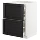 METOD Base cab f hob/2 fronts/3 drawers, white/Lerhyttan black stained, 60x60 cm