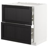 METOD Base cab f hob/2 fronts/3 drawers, white/Lerhyttan black stained, 80x60 cm
