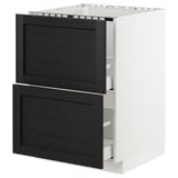 METOD Base cab f sink+2 fronts/2 drawers, white/Lerhyttan black stained, 60x60 cm