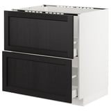 METOD Base cab f sink+2 fronts/2 drawers, white/Lerhyttan black stained, 80x60 cm