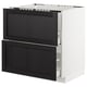 METOD Base cab f sink+2 fronts/2 drawers, white/Lerhyttan black stained, 80x60 cm