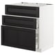 METOD Base cab f sink+3 fronts/2 drawers, white/Lerhyttan black stained, 80x60 cm