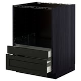METOD Base cabinet f combi micro/drawers, black/Lerhyttan black stained, 60x60 cm