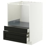 METOD Base cabinet f combi micro/drawers, white/Lerhyttan black stained, 60x60 cm