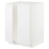 METOD Base cabinet for sink + 2 doors, white/Voxtorp matt white, 60x60 cm