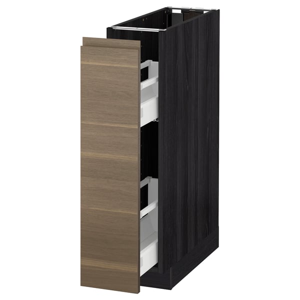 Metod Base Cabinet Pull Out Int Fittings Black Voxtorp Walnut