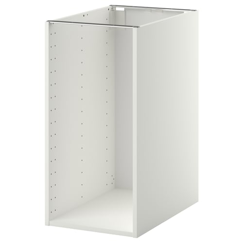 White METOD kitchen cabinet, rectangular, with perforated back panel for shelves.