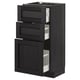 METOD Base cabinet with 3 drawers, black/Lerhyttan black stained, 40x37 cm