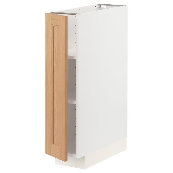 METOD Base cabinet with shelves, white/Vedhamn oak, 20x60 cm