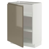 METOD Base cabinet with shelves, white/Voxtorp high-gloss dark grey-brown, 60x37 cm