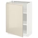 METOD Base cabinet with shelves, white/Voxtorp high-gloss light beige, 60x37 cm