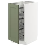 METOD Base cabinet with wire baskets, white/Axstad grey-green, 40x60 cm