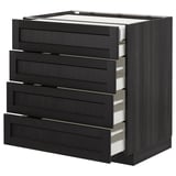 METOD Base cb 4 frnts/2 low/3 md drwrs, black/Lerhyttan black stained, 80x60 cm
