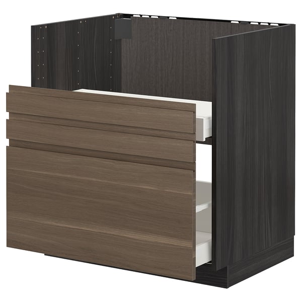 Metod قاعدة خزانة حوض غسيل Bredsjon أسود Voxtorp شكل خشب الجوز Ikea