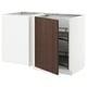 METOD Corner base cab w pull-out fitting, white/Sinarp brown, 128x68 cm