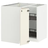 METOD Corner base cabinet with carousel, white/Bodbyn off-white, 88x88 cm