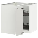 METOD Corner base cabinet with carousel, white/Ringhult light grey, 88x88 cm
