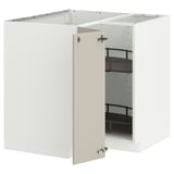 METOD Corner base cabinet with carousel, white/Stensund beige, 88x88 cm