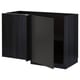 METOD Corner base cabinet with shelf, black/Nickebo matt anthracite, 128x68 cm