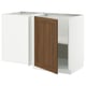 METOD Corner base cabinet with shelf, white/Enköping brown walnut effect, 128x68 cm