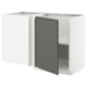 METOD Corner base cabinet with shelf, white/Voxtorp dark grey, 128x68 cm