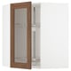 METOD Corner wall cab w carousel/glass dr, white Enköping/brown walnut effect, 68x80 cm