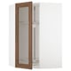 METOD Corner wall cab w carousel/glass dr, white Enköping/brown walnut effect, 68x100 cm