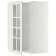 METOD Corner wall cab w shelves/glass dr, white/Bodbyn off-white, 68x100 cm