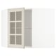 METOD Corner wall cab w shelves/glass dr, white/Stensund beige, 68x60 cm