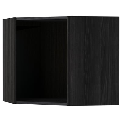 METOD Corner wall cabinet frame, wood effect black, 68x68x60 cm