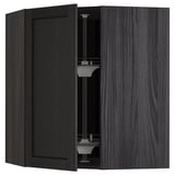 METOD Corner wall cabinet with carousel, black/Lerhyttan black stained, 68x80 cm