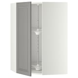 METOD Corner wall cabinet with carousel, white/Bodbyn grey, 68x100 cm
