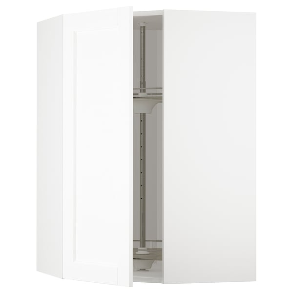 White METOD kitchen cabinet with glass shelf.