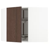 METOD Corner wall cabinet with carousel, white/Sinarp brown, 68x60 cm