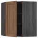 METOD Corner wall cabinet with shelves, black Enköping/brown walnut effect, 68x80 cm