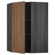 METOD Corner wall cabinet with shelves, black Enköping/brown walnut effect, 68x100 cm