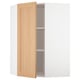 METOD Corner wall cabinet with shelves, white/Vedhamn oak, 68x100 cm