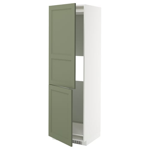 Ikea METOD cabinet, tall, white & green, adjustable shelves, modern design.