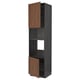 METOD Hi cb f oven/micro w 2 drs/shelves, black Enköping/brown walnut effect, 60x60x240 cm