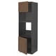 METOD Hi cb f oven/micro w 2 drs/shelves, black Enköping/brown walnut effect, 60x60x200 cm