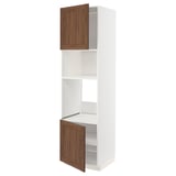 METOD Hi cb f oven/micro w 2 drs/shelves, white Enköping/brown walnut effect, 60x60x220 cm
