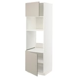 METOD Hi cb f oven/micro w 2 drs/shelves, white/Stensund beige, 60x60x200 cm