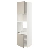 METOD Hi cb f oven/micro w 2 drs/shelves, white/Stensund beige, 60x60x220 cm